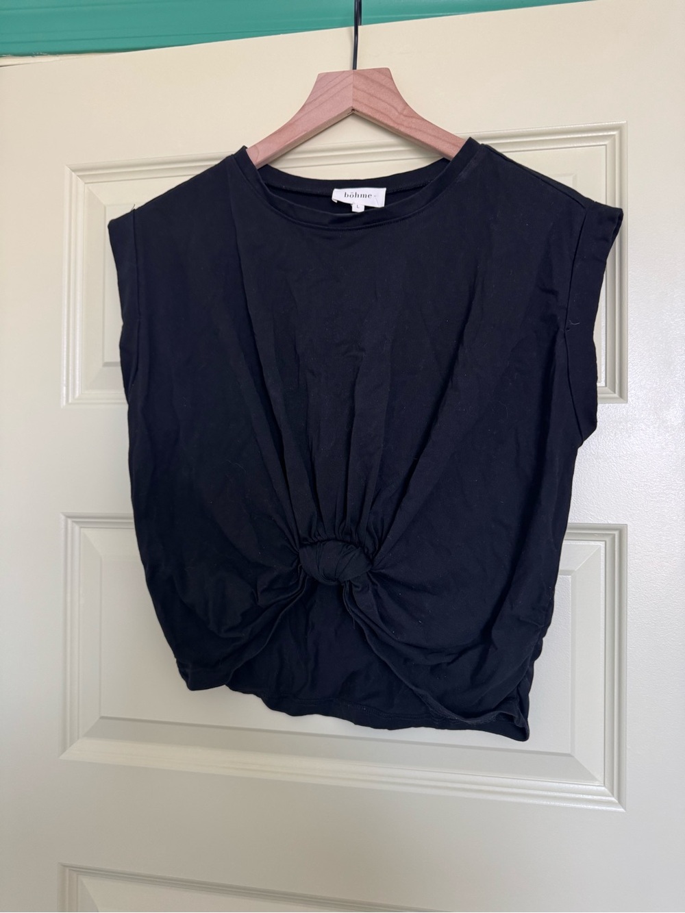 bohme Black Knot-Front Sleeveless Crop Top